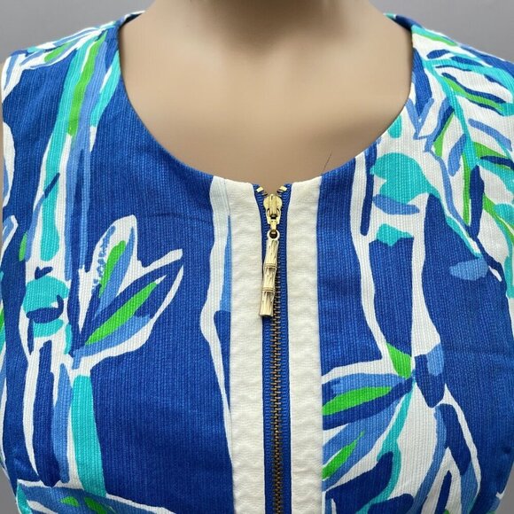 Lilly Pulitzer 'Penelope' Print Cotton Sheath Dress Blue Green Sleeveless Size 2 - Picture 10 of 14